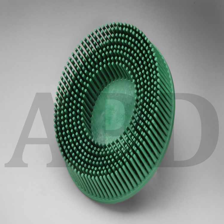 Scotch-Brite™ Roloc™ Bristle Disc, RD-ZB, 50, TR, Green, 3 in x 5/8 in,
Tapered, 10 per inner, 40 per case