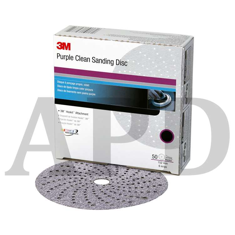 3M™ Hookit™ Purple Clean Sanding Disc 334U, 30761, 6 in, P600 grade, 50
discs per carton, 4 cartons per case