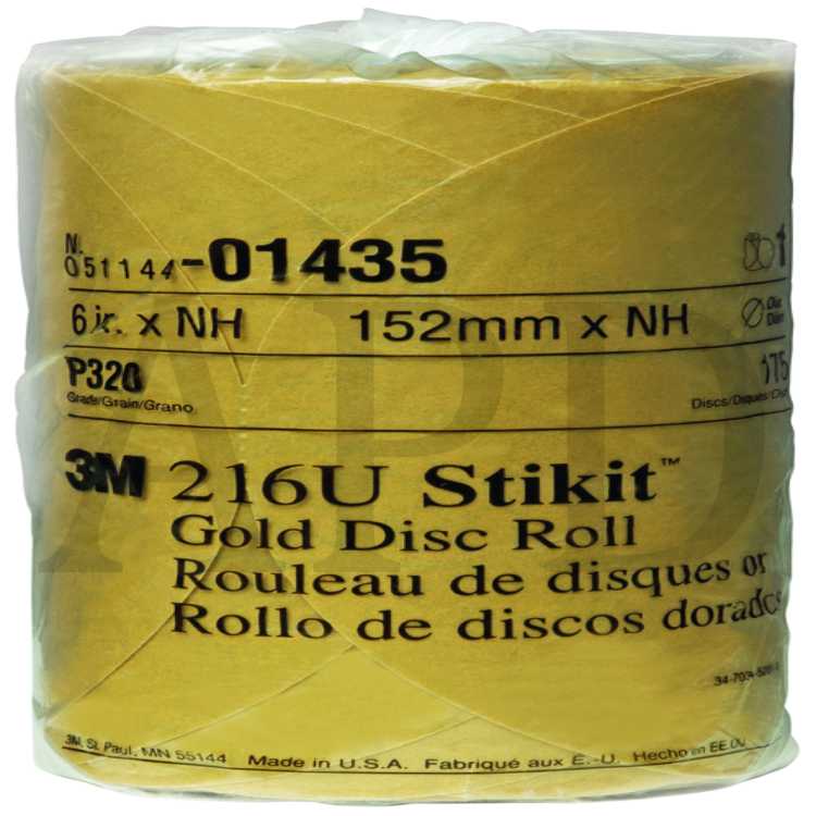 3M™ Stikit™ Gold Disc Roll, 01435, 6 in, P320, 175 discs per roll, 6
rolls per case