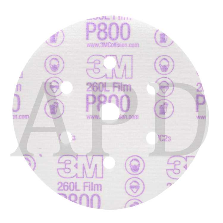 3M™ Hookit™ Finishing Film Abrasive Disc 260L, 01070, 6 in, Dust Free,
P800, 100 discs per carton, 4 cartons per case
