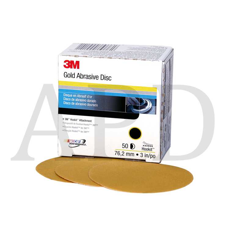 3M™ Hookit™ Gold Disc, 00917, 3 in, P180, 50 discs per carton, 4 cartons
per case