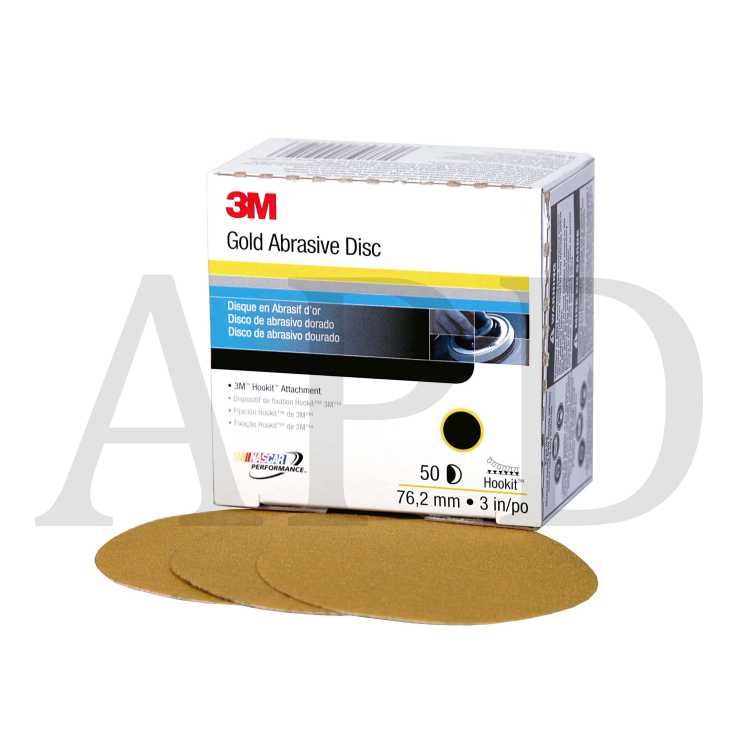 3M™ Hookit™ Gold Disc, 00919, 3 in, P120, 50 discs per carton, 4 cartons
per case