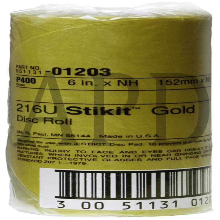 3M™ Stikit™ Gold Disc Roll, 01203, 6 in, P400, 75 discs per roll, 6
rolls per case
