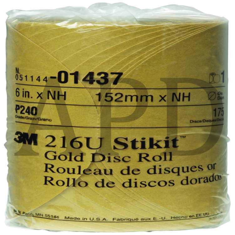 3M™ Stikit™ Gold Disc Roll, 01437, 6 in, P240, 175 discs per roll, 6
rolls per case