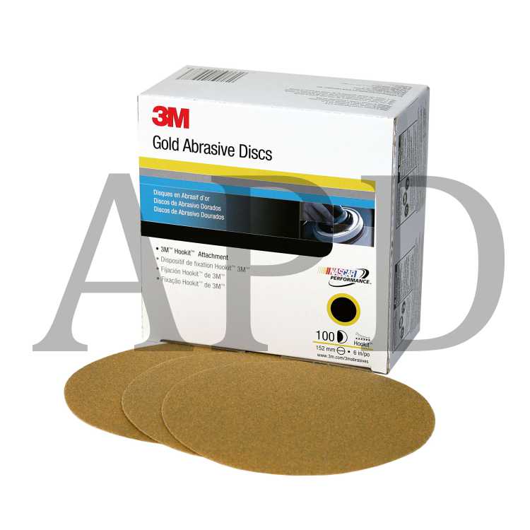 3M™ Hookit™ Gold Disc 216U 00978, 6 in, P220, 100 Discs/Carton, 4 Cartons/Case