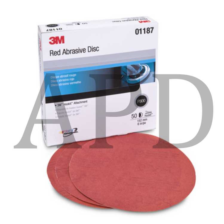 3M™ Hookit™ Red Abrasive Disc 316U, 01187, 6 in, P800, 50 discs per
carton, 6 cartons per case