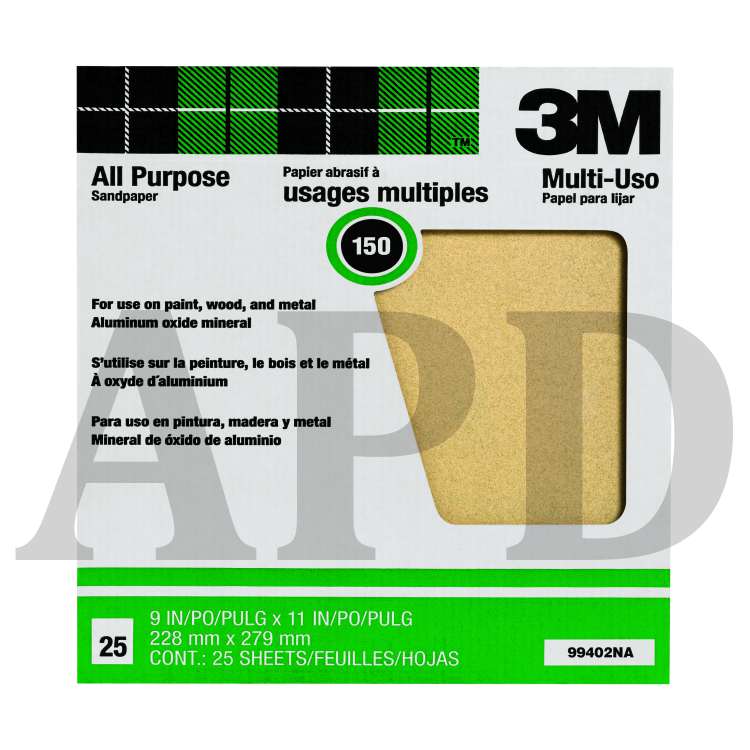 3M™ Aluminum Oxide Sandpaper 99402NA, 9 in x 11 in, 150 grit