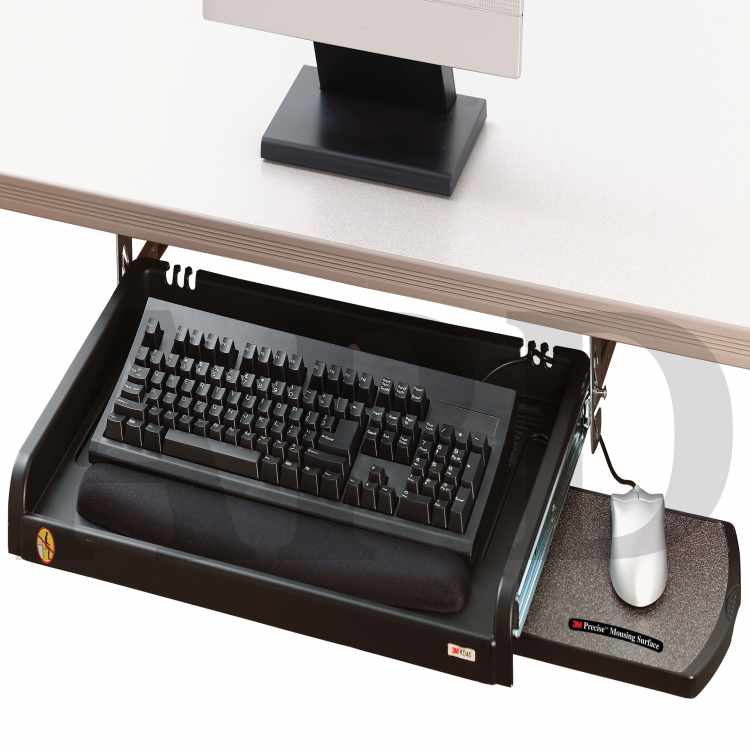 Under Desk Keyboard Drawer Kd45 With Leatherette Gel Wrist Rests
