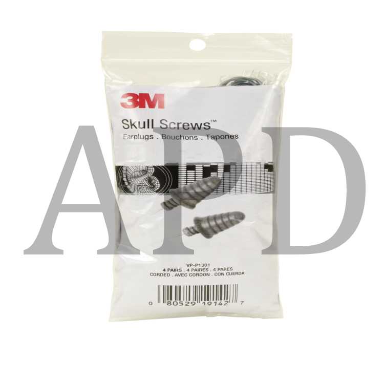 3M™ Skull Screws™ Corded Earplugs in Vending Pack VP-P1301, 4 Pair/Pack,
500 Pair/Case
