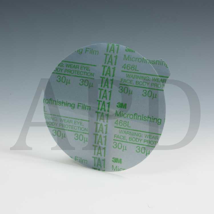 3M™ Microfinishing PSA Film Disc 468L, 30 Mic, Type E, Green, 5 in x NH,
Die 500X, 500 per case