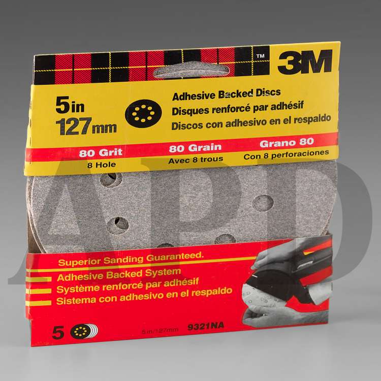 3M™ Adhesive Backed Discs 9321NA, 5 in, 8 Hole 5 pk Medium 80 Grit