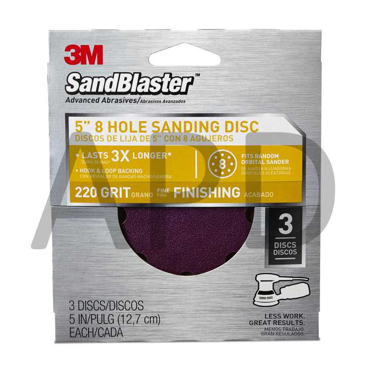 3M™ SandBlaster™ Sanding Discs 9525SB-ES , 5 in x 8Hole, 220 grit, 3/pk