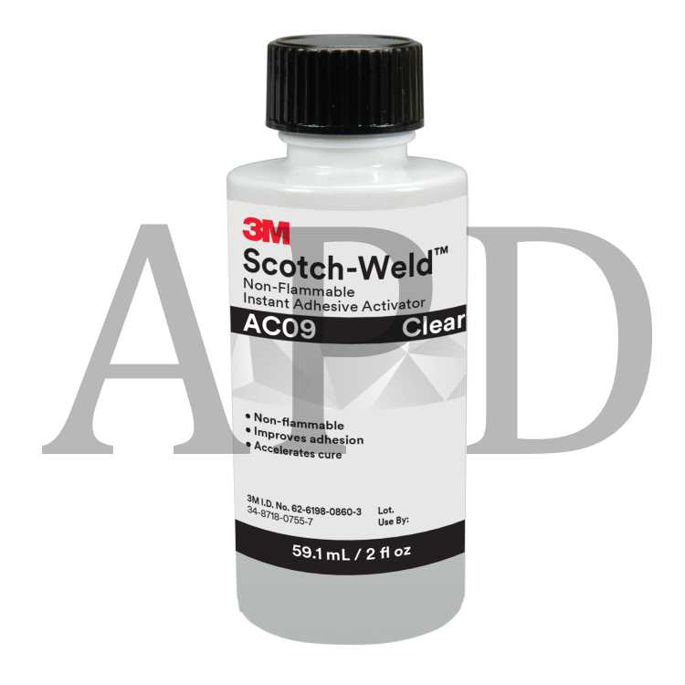 3M™ Scotch-Weld™ Non-Flammable Instant Adhesive Activator AC09, Clear, 2
fl oz Bottle, 10/case