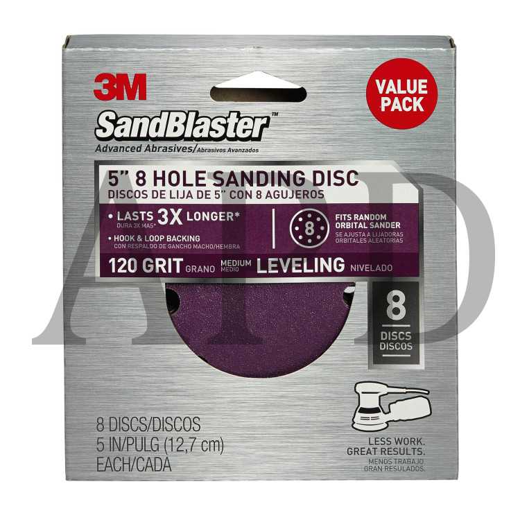 3M™ SandBlaster™ Sanding Discs 99623SB-ES, 5 in x 8Hole, 120 grit, 8/pk