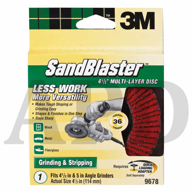 3M™ SandBlaster™ Right Angle Grinder Multi-Layer Disc 36g 4 1/2 in 9678
36g 4 1/2 in