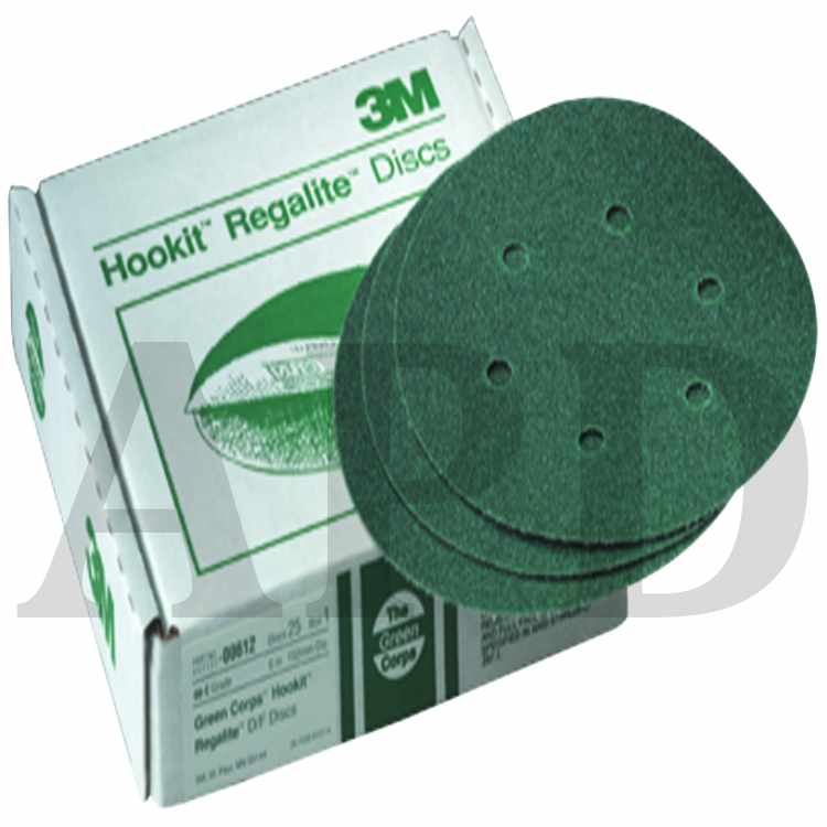 3M™ Green Corps™ Hookit™ Disc Dust Free, 00612, 6 in, 80, 25 discs per
carton, 5 cartons per case