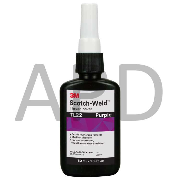 3M™ Scotch-Weld™ Threadlocker TL22, Purple, 50 mL Bottle, 10/case