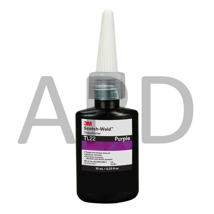 3M™ Scotch-Weld™ Threadlocker TL22, Purple, 10 mL Bottle, 10/case