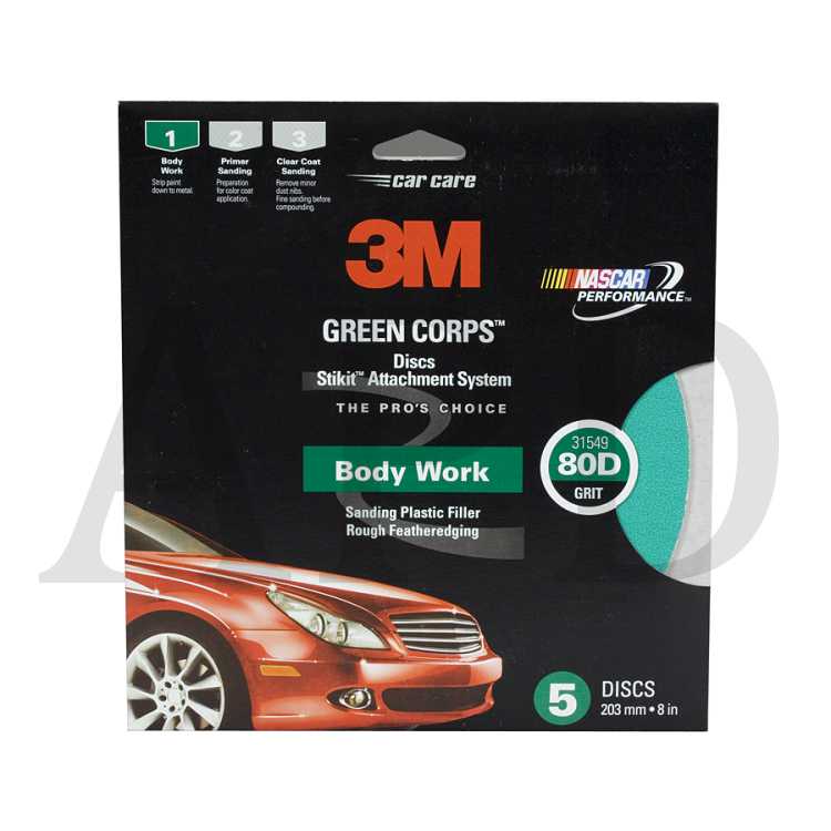 3M™ Sanding Disc with Stikit™ Attachment, 31549, 80 Grit, 8 in Disc, 5
discs per pack, 10 packs per case