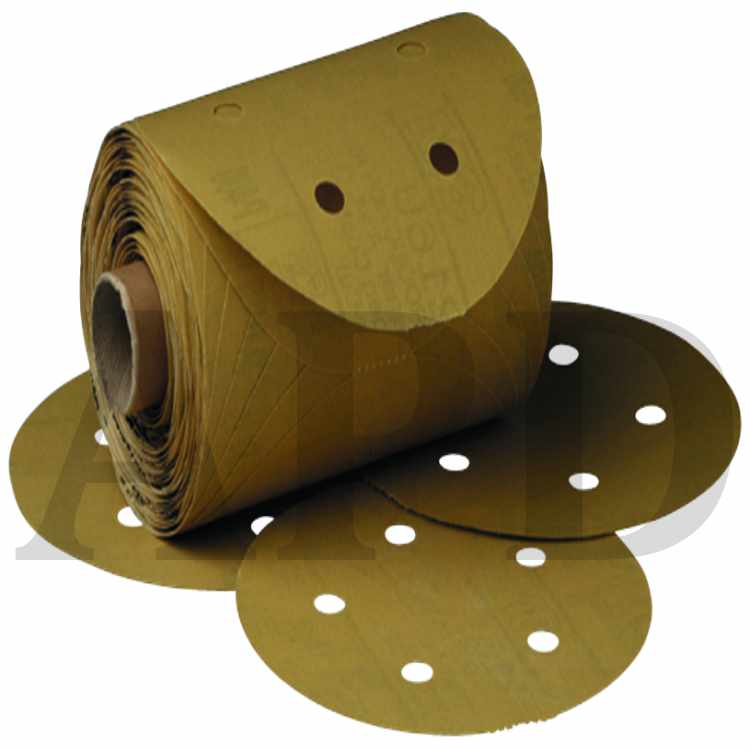 3M™ Stikit™ Gold Paper Disc Roll 216U, 5 in x NH 5 Holes P400 A-weight,
D/F, Die 500FH, 175 discs per roll 6 rolls per case
