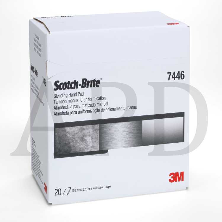 Scotch-Brite™ Blending Hand Pad 7446, 6 in x 9 in, S MED, 20 pads per
box, 2 boxes per case