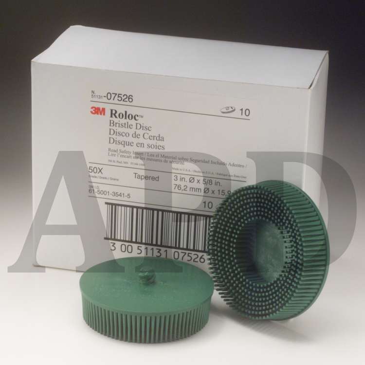 Scotch-Brite™ Roloc™ Bristle Disc, RD-ZB, 07526, 50, TR, Green, 76 mm,
DSI Insert, 10 per inner, 40 per case