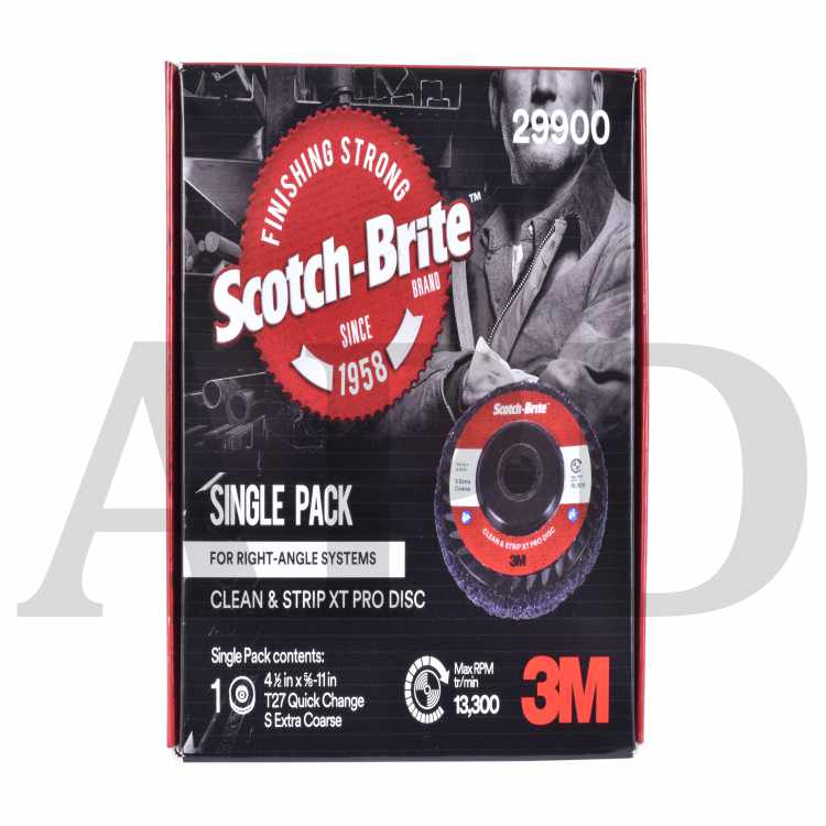 Scotch-Brite™ Clean and Strip XT Pro Disc, XO-DC, SiC Extra Coarse,
Purple, 4-1/2 in x 5/8"-11, Type 27, 10 per case, Single Pack