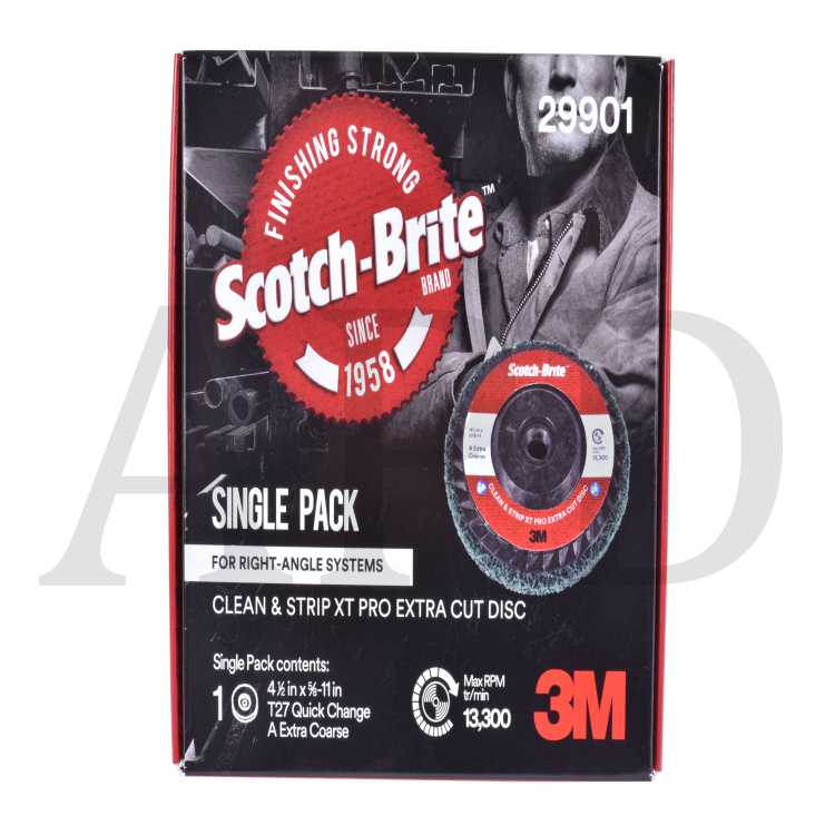 Scotch-Brite™ Clean and Strip XT Pro Extra Cut Disc, XC-DC, A/O Extra
Coarse, Green, 4-1/2 in x 5/8"-11, Type 27, 10 per case