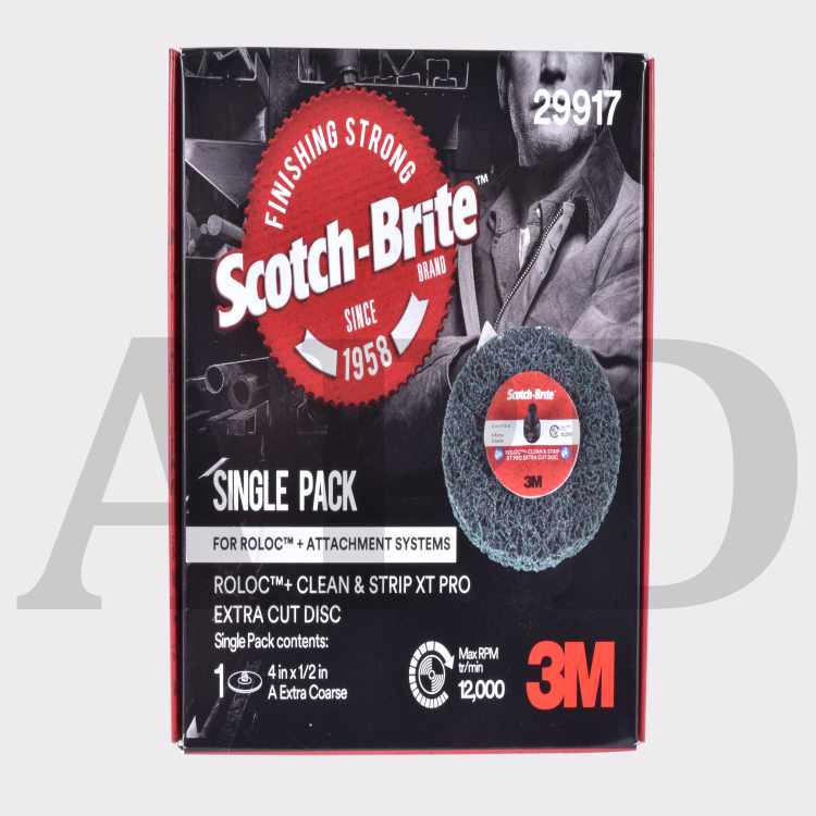 Scotch-Brite™ Roloc™+ Clean and Strip XT Pro Extra Cut Disc, XC-DR+, A/O
Extra Coarse, TR+, 4 in x 1/2 in, 10/case, Single Pack